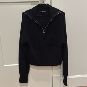 mango cinch waist zip neck sweater